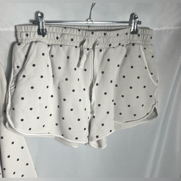 Lovestitch Polka Dot Hoodie & Shorts Lounge Set Women’s Large White Black - Picture 3 of 8